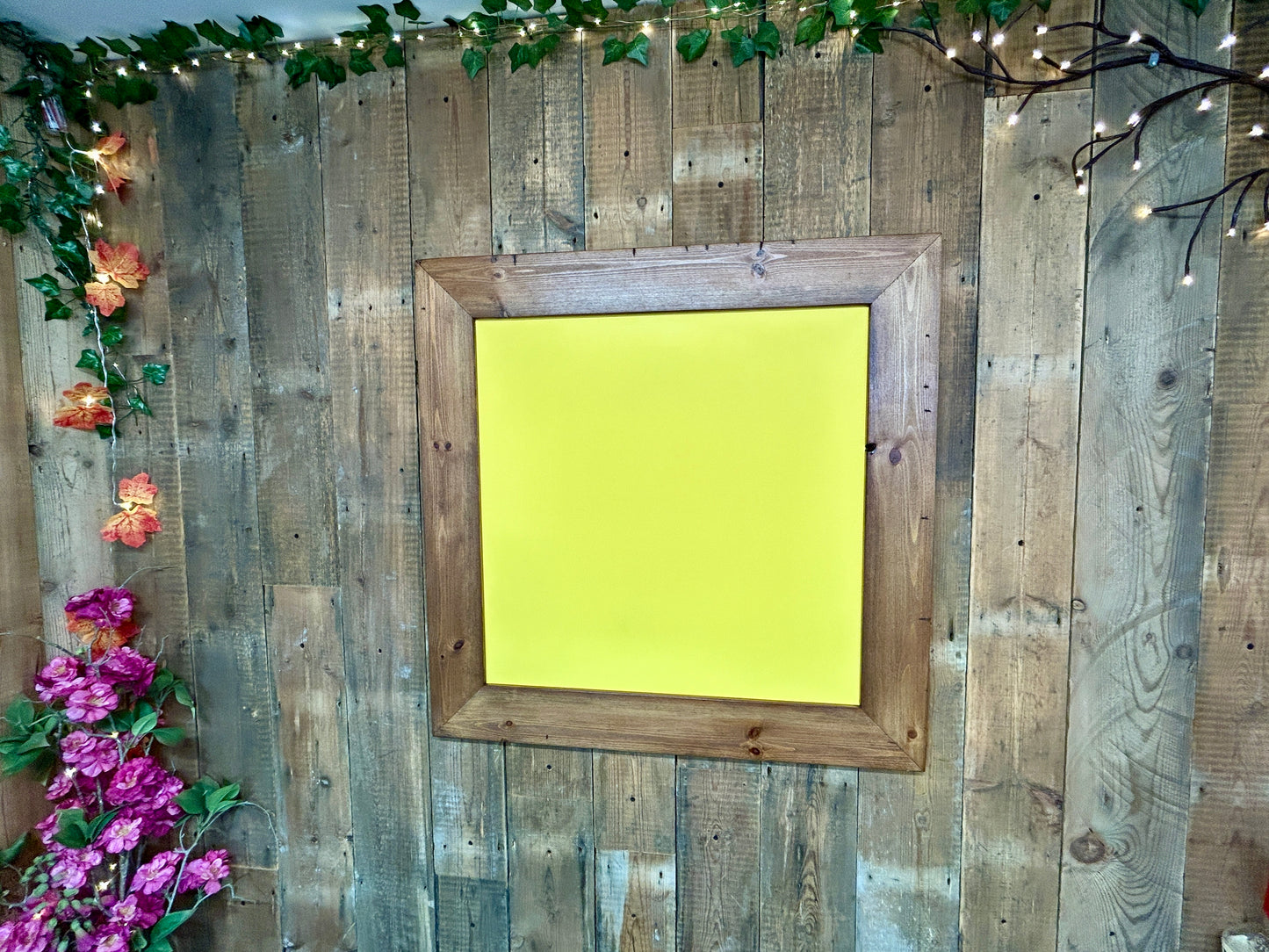 Handmade Reclaimed Timber Citrus Yellow Chalkboard.