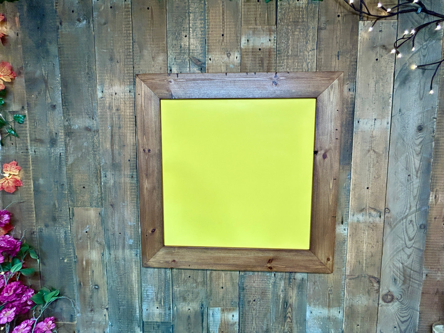 Handmade Reclaimed Timber Citrus Yellow Chalkboard.