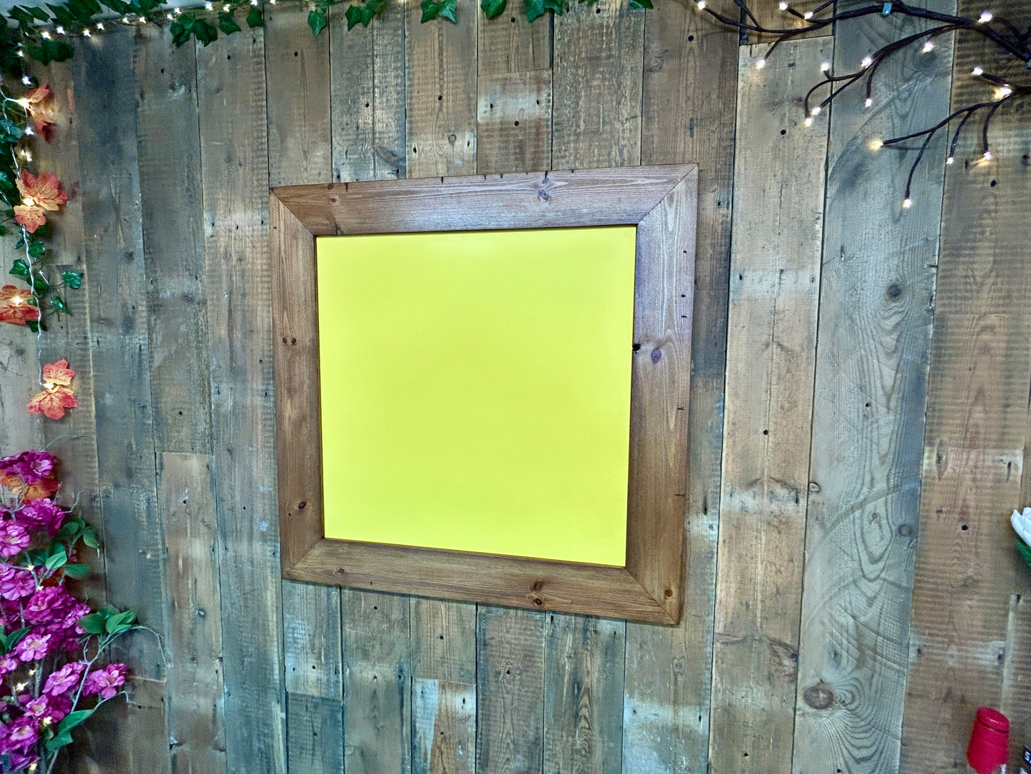 Handmade Reclaimed Timber Citrus Yellow Chalkboard.