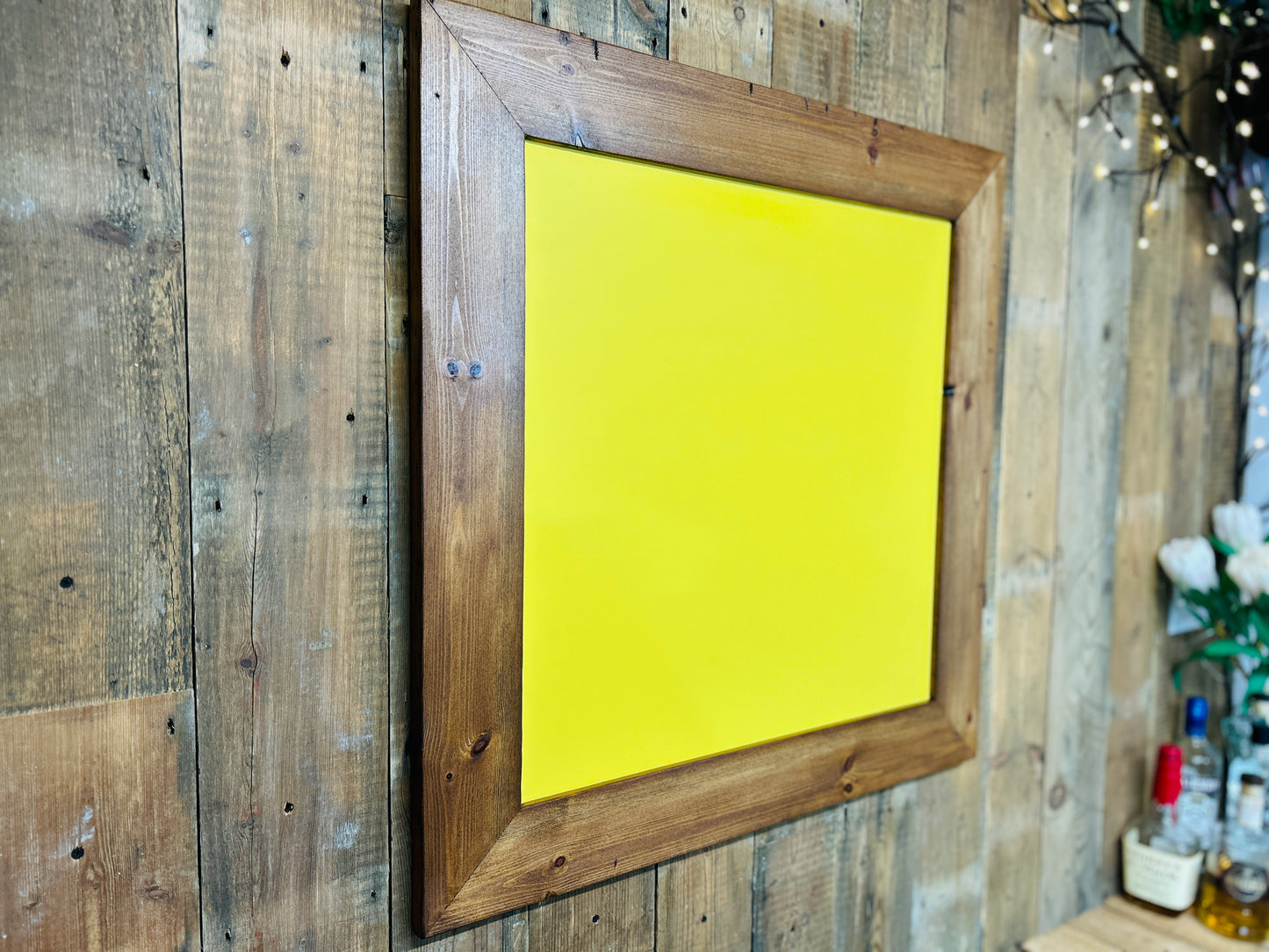 Handmade Reclaimed Timber Citrus Yellow Chalkboard.