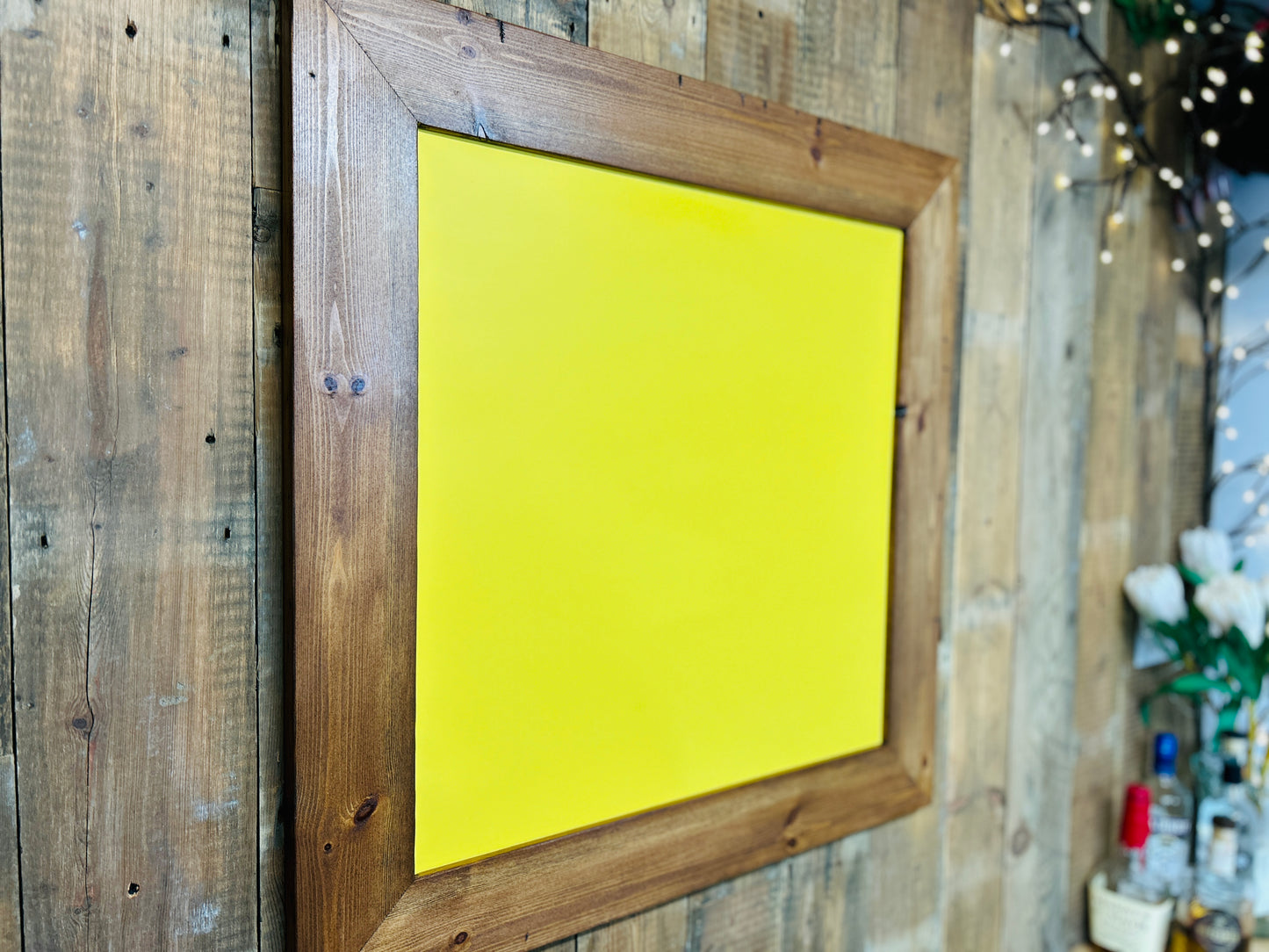 Handmade Reclaimed Timber Citrus Yellow Chalkboard.