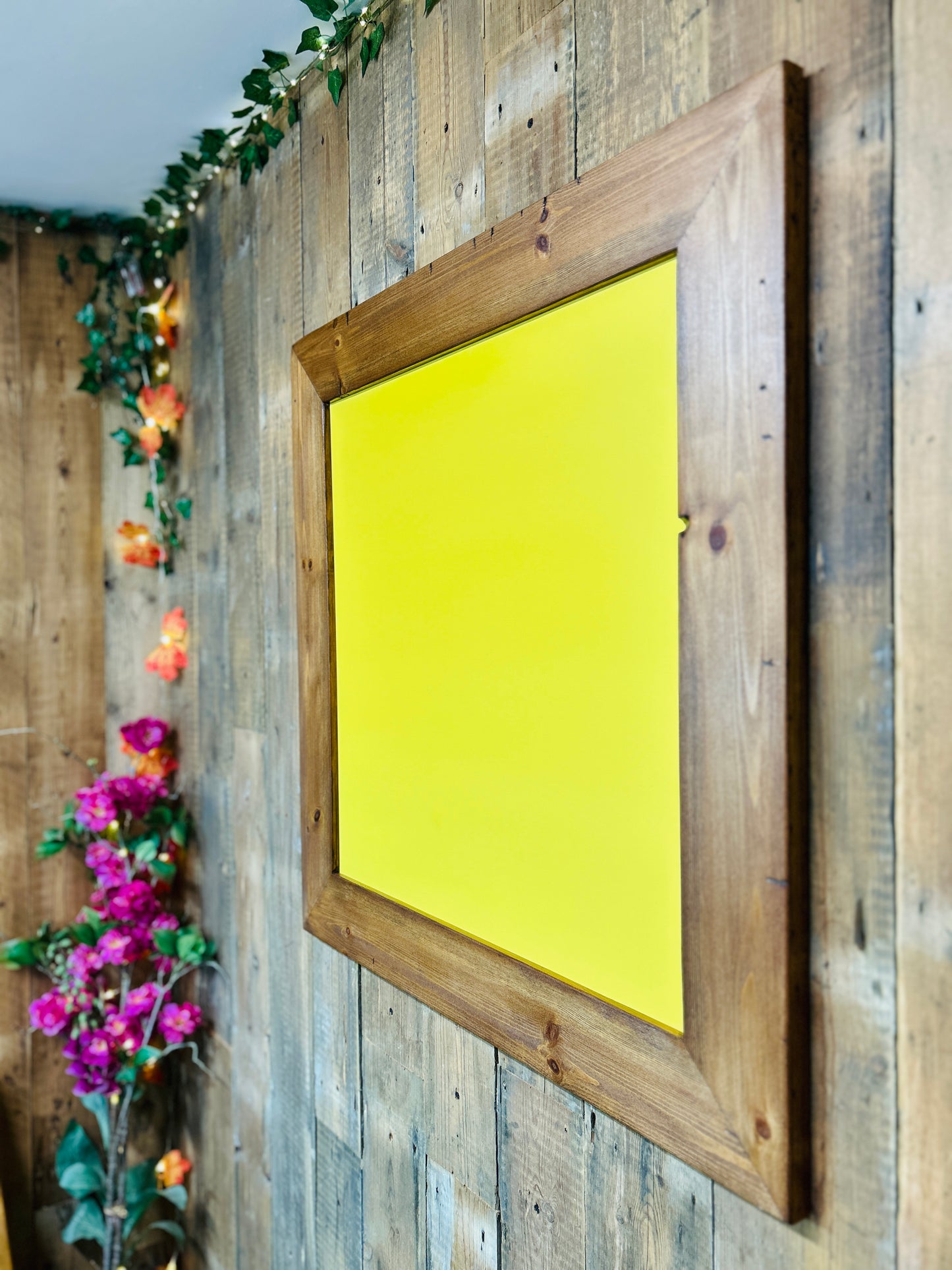 Handmade Reclaimed Timber Citrus Yellow Chalkboard.