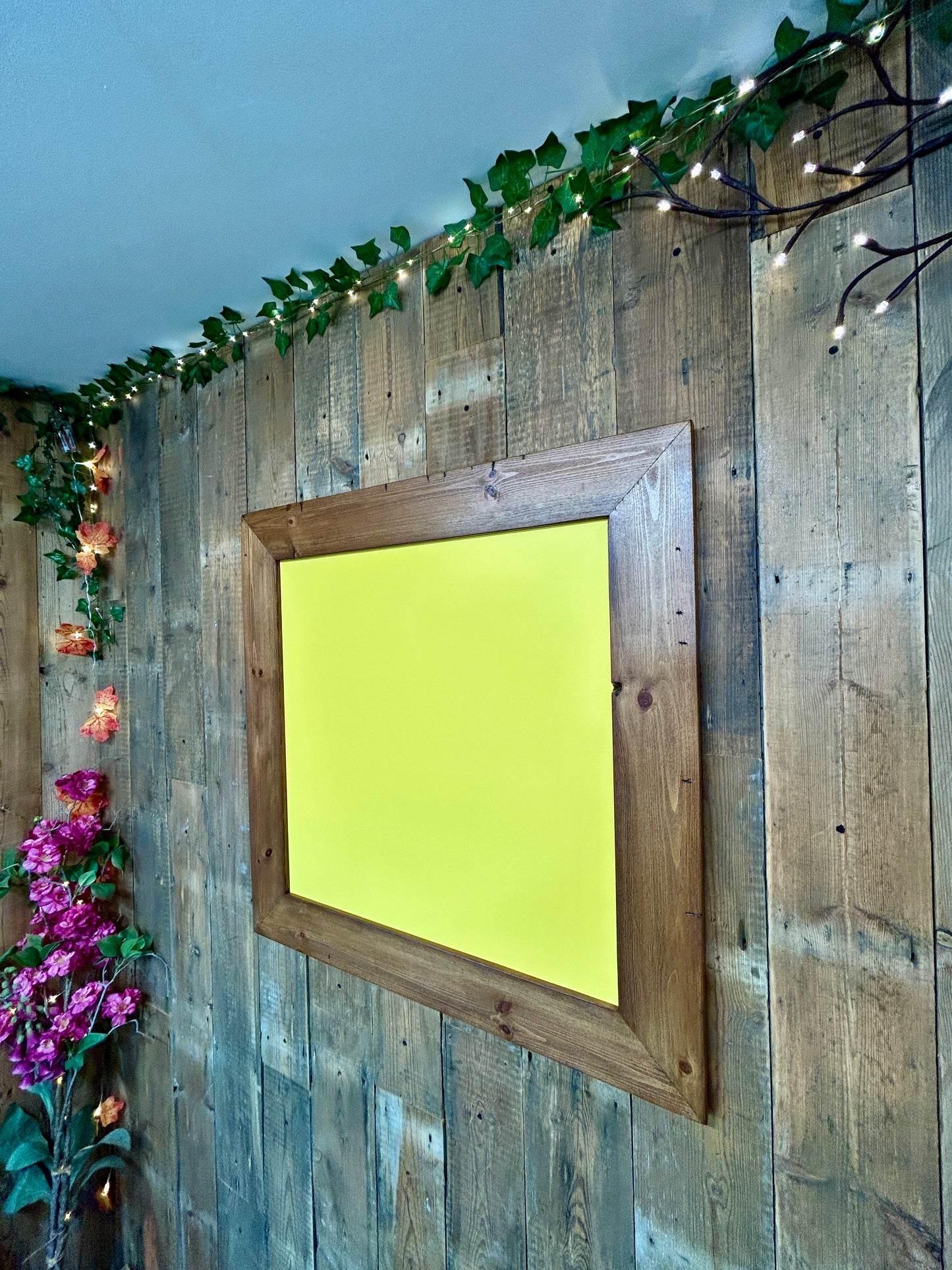 Handmade Reclaimed Timber Citrus Yellow Chalkboard.