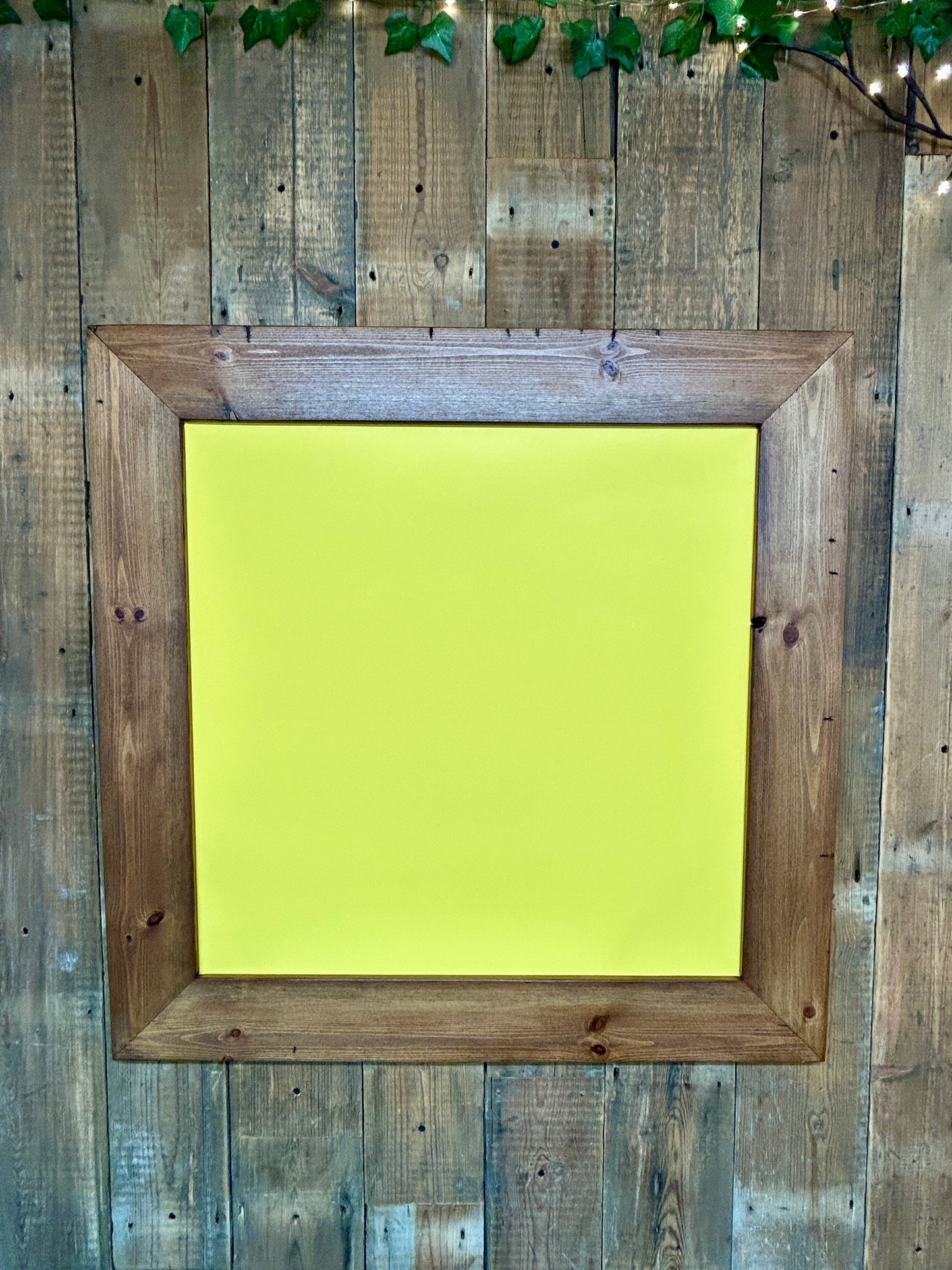 Handmade Reclaimed Timber Citrus Yellow Chalkboard.