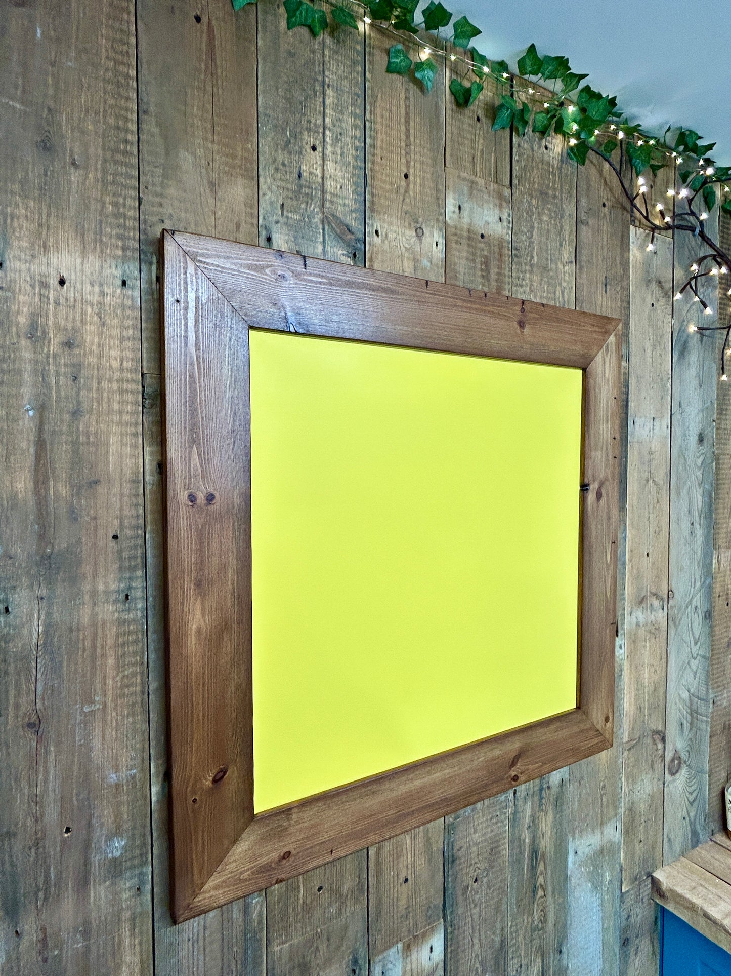 Handmade Reclaimed Timber Citrus Yellow Chalkboard.