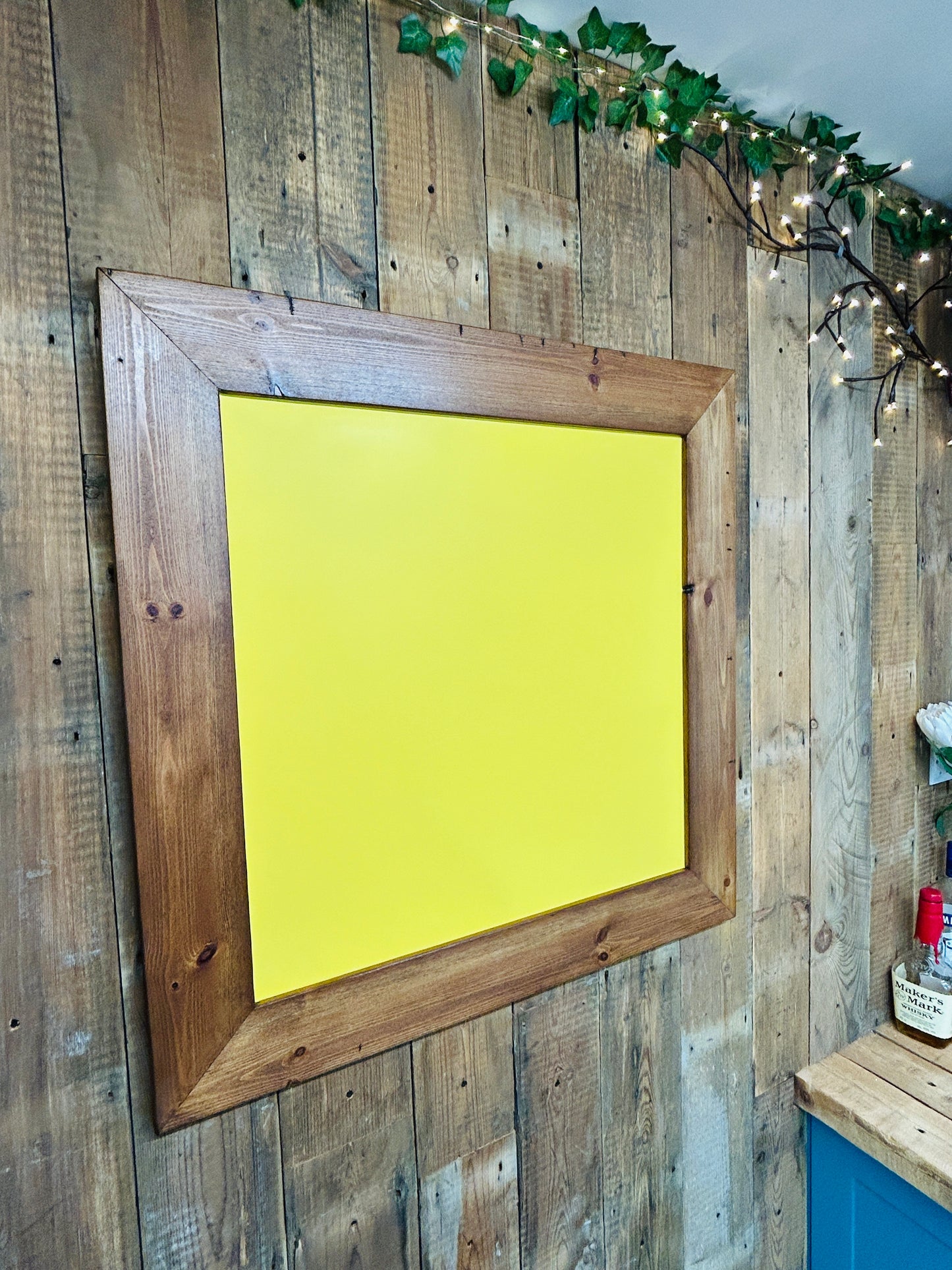 Handmade Reclaimed Timber Citrus Yellow Chalkboard.