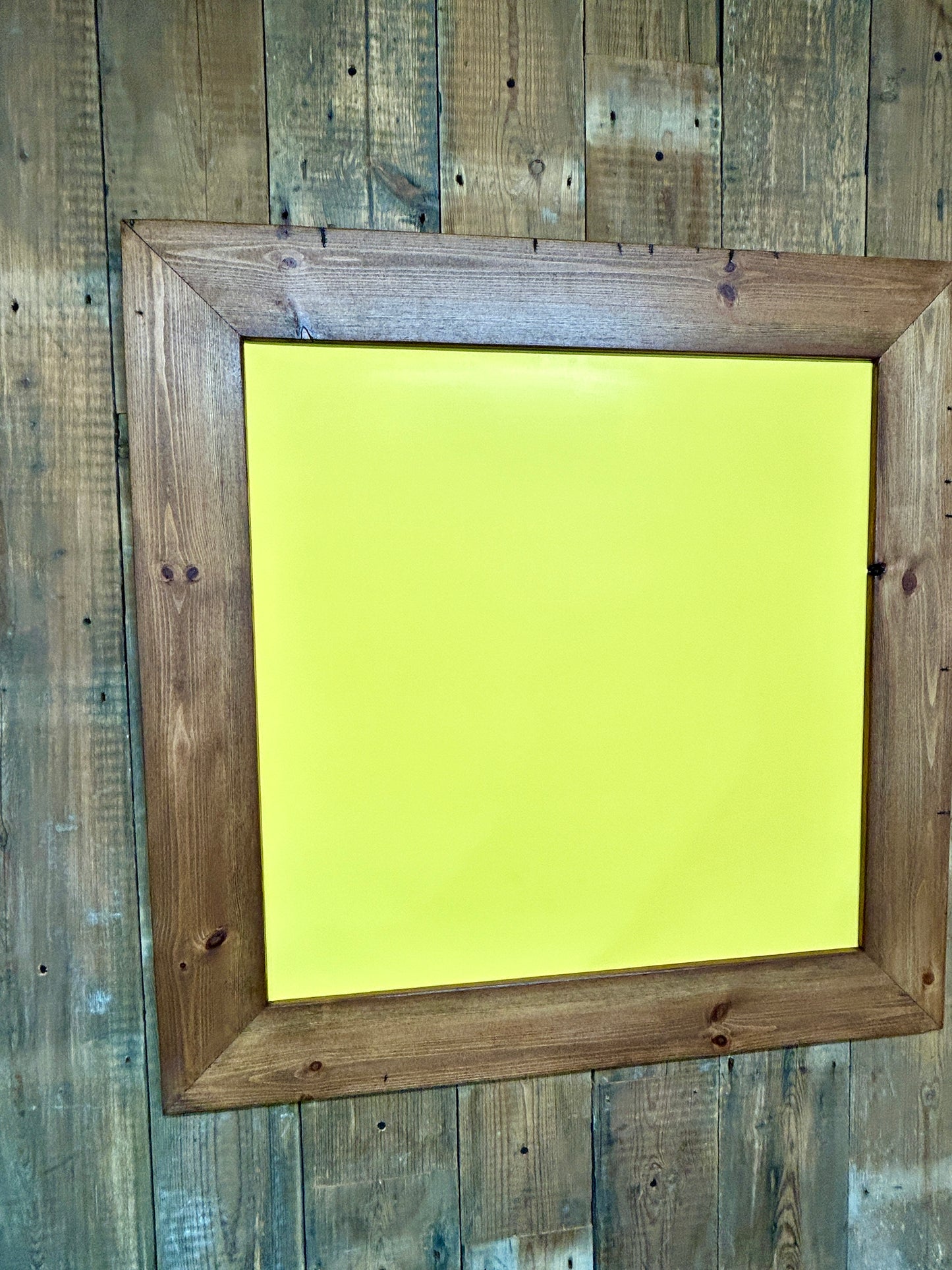 Handmade Reclaimed Timber Citrus Yellow Chalkboard.
