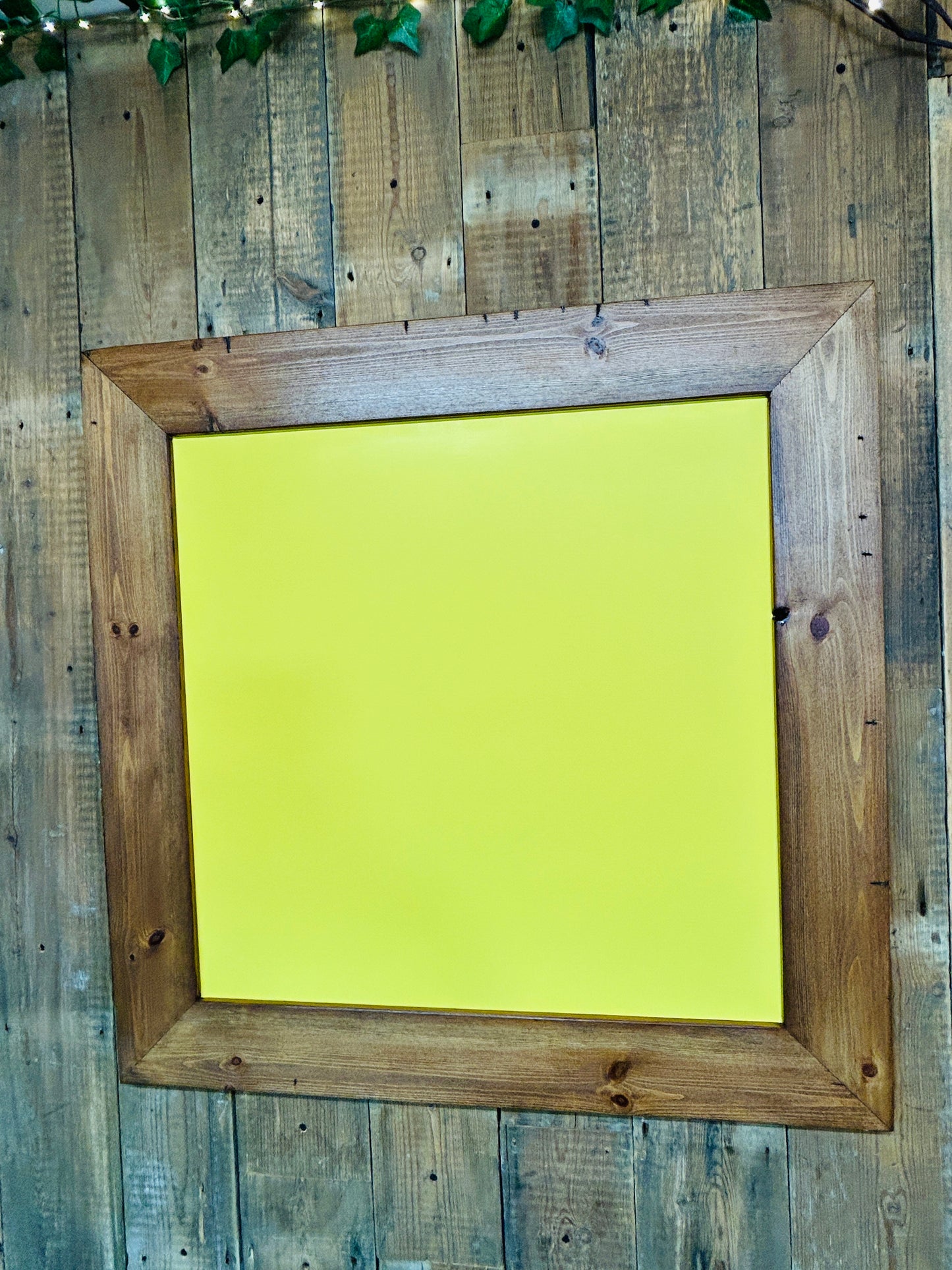 Handmade Reclaimed Timber Citrus Yellow Chalkboard.
