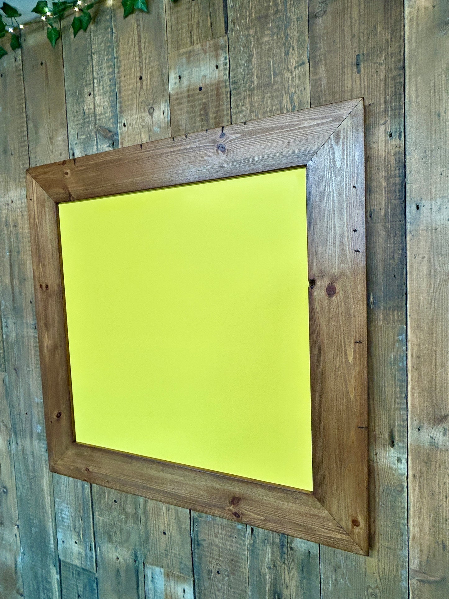 Handmade Reclaimed Timber Citrus Yellow Chalkboard.
