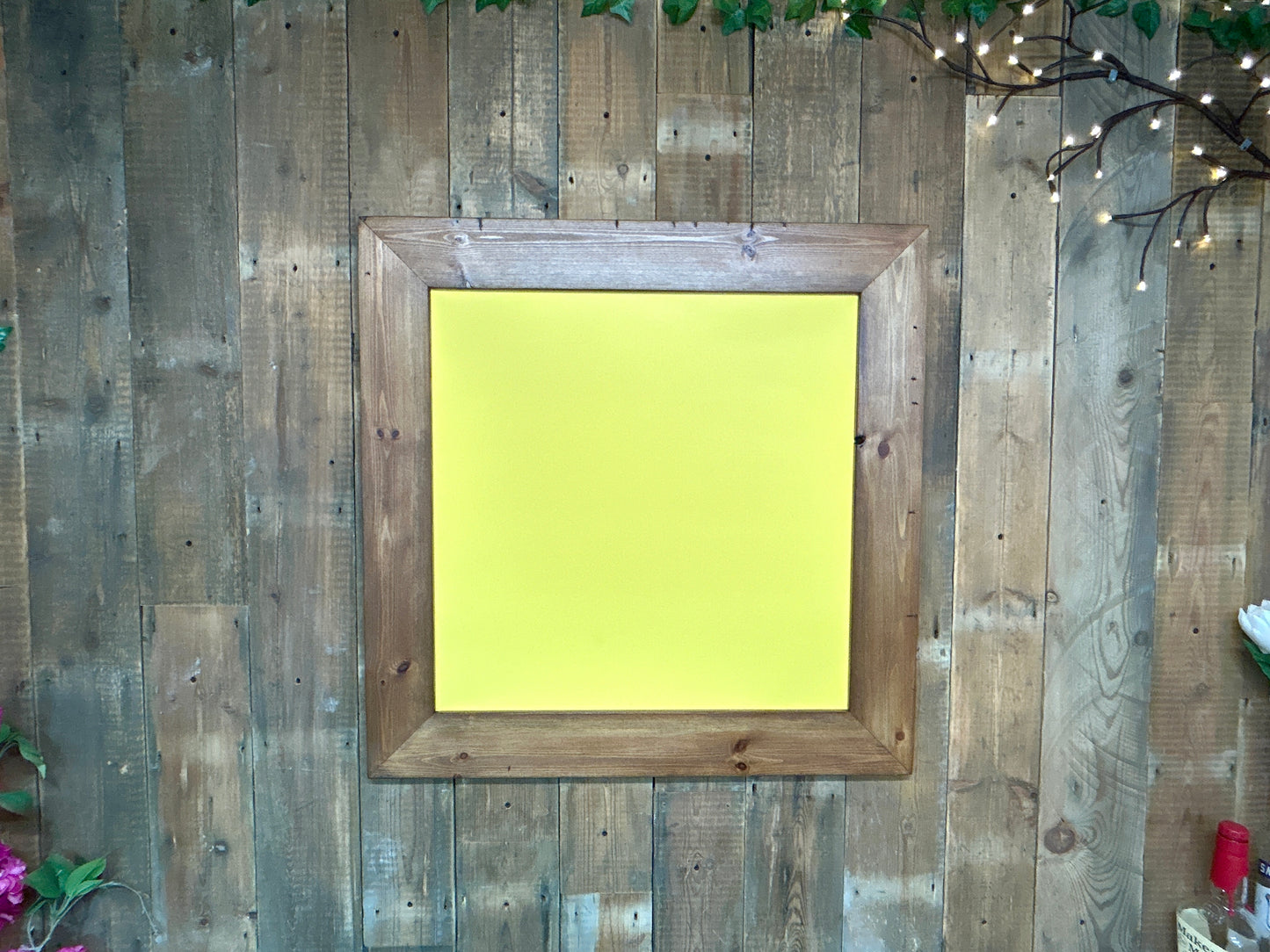 Handmade Reclaimed Timber Citrus Yellow Chalkboard.