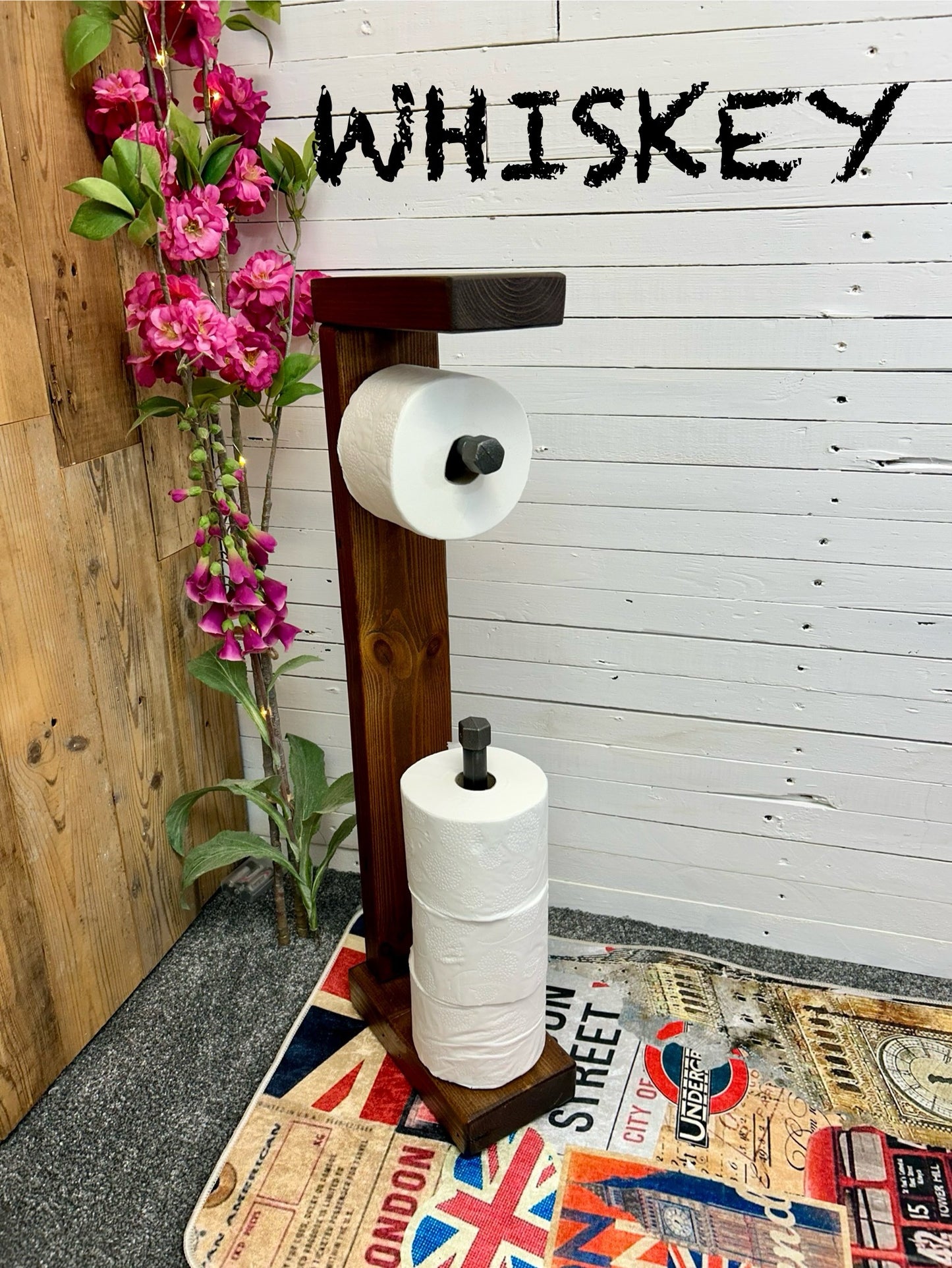 Reclaimed Timber & Pipe Toilet Roll Holder