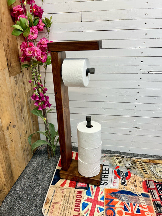 Reclaimed Timber & Pipe Toilet Roll Holder