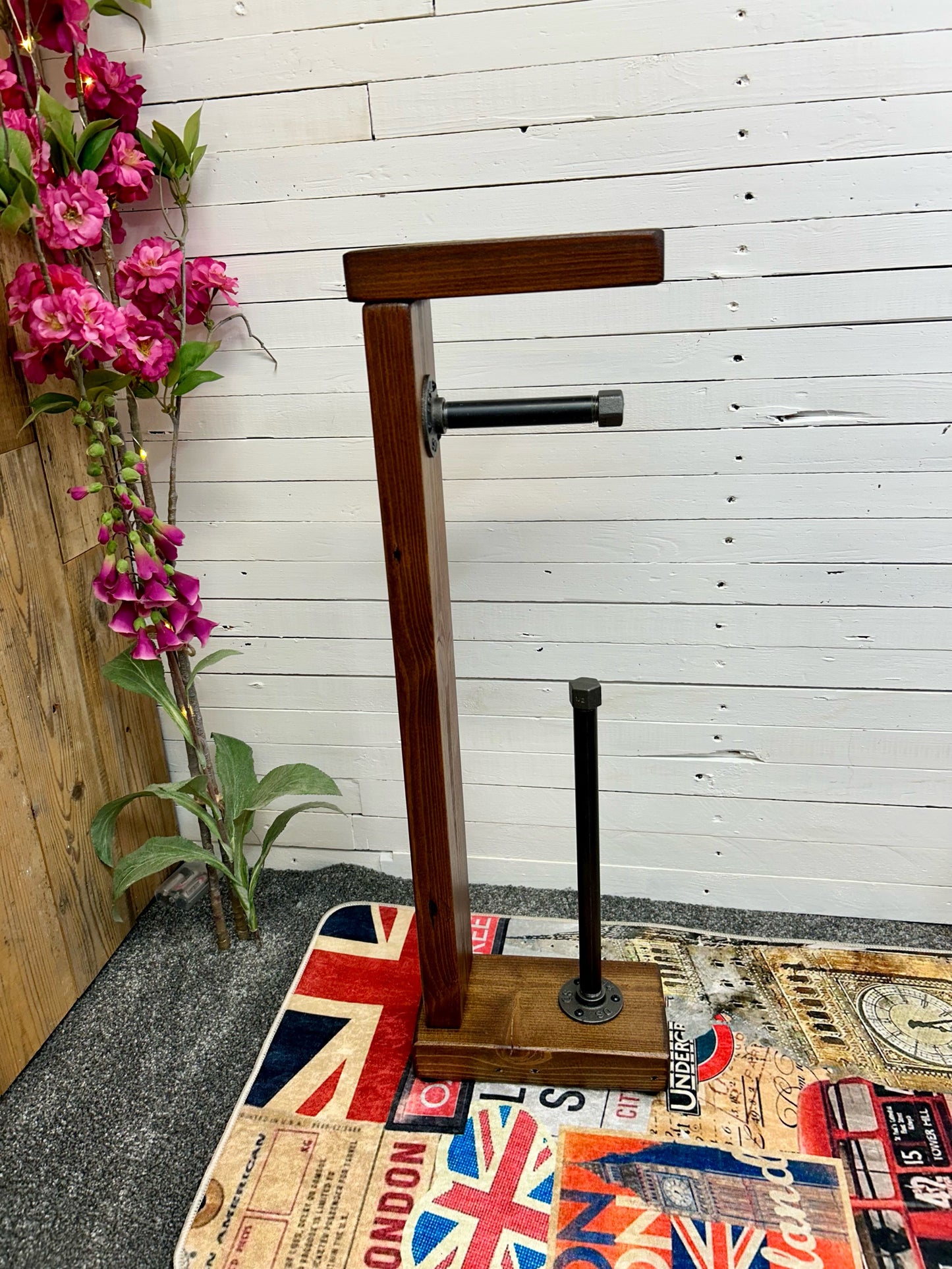 Reclaimed Timber & Pipe Toilet Roll Holder