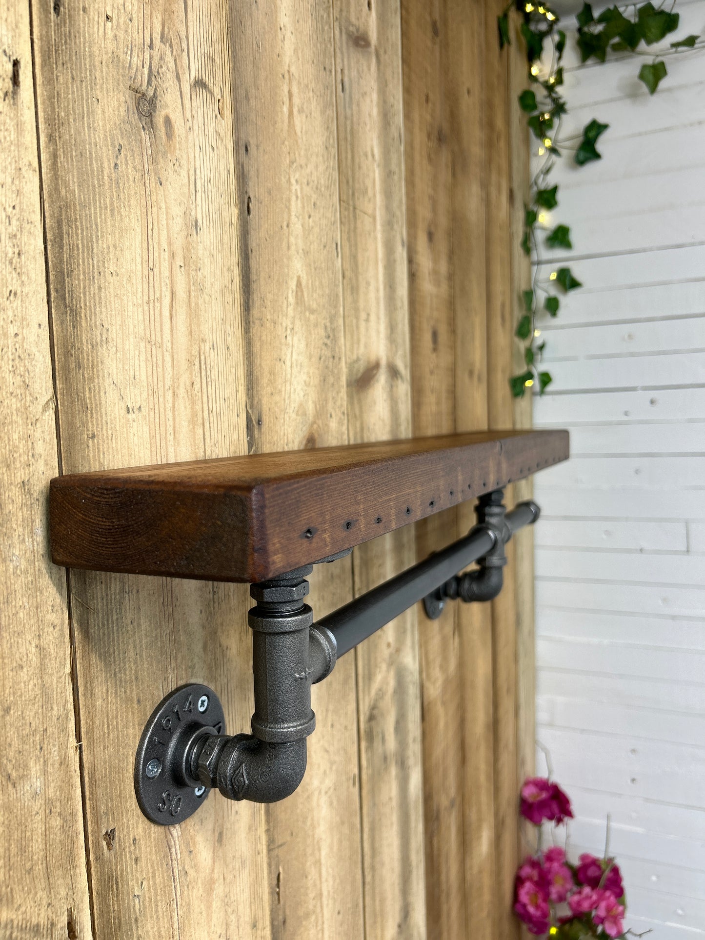 Reclaimed Timber Shelf & Pipework