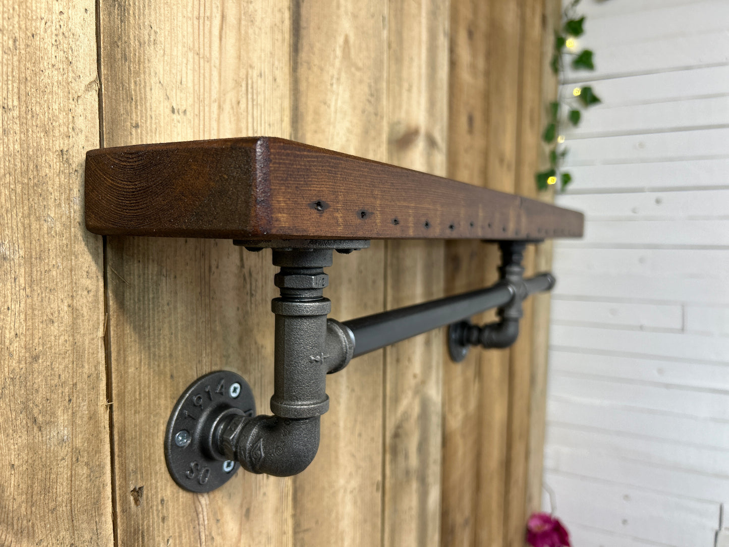 Reclaimed Timber Shelf & Pipework