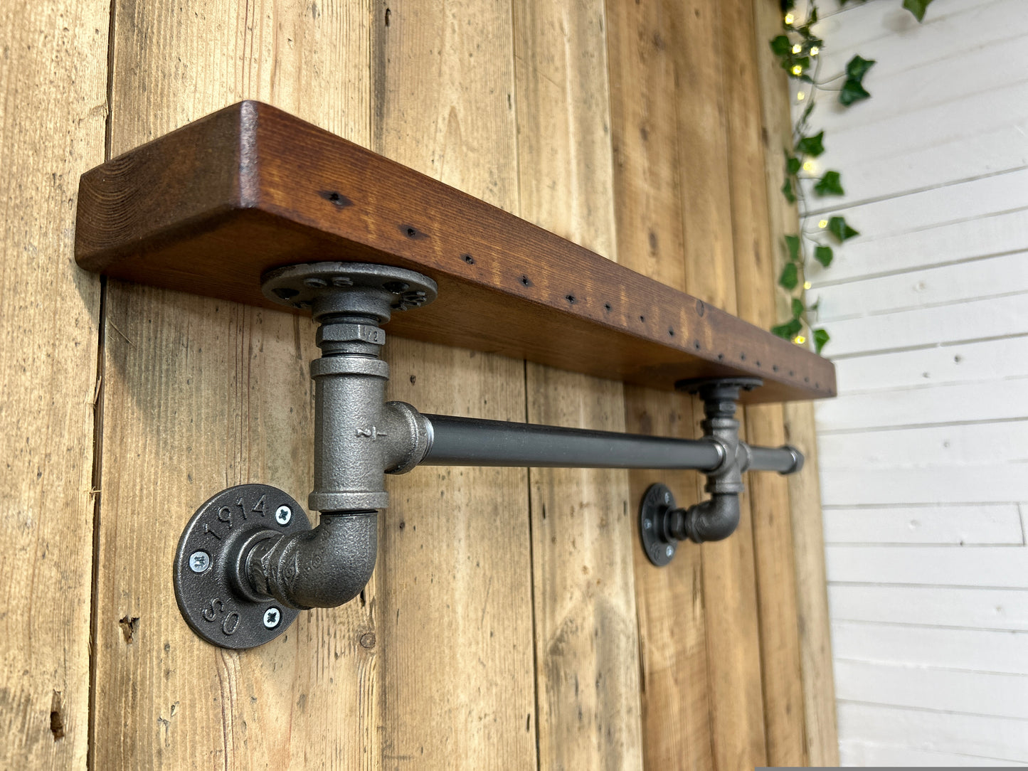 Reclaimed Timber Shelf & Pipework