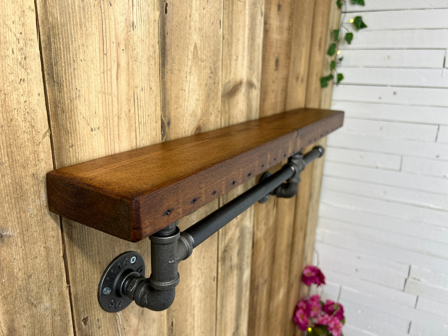 Reclaimed Timber Shelf & Pipework