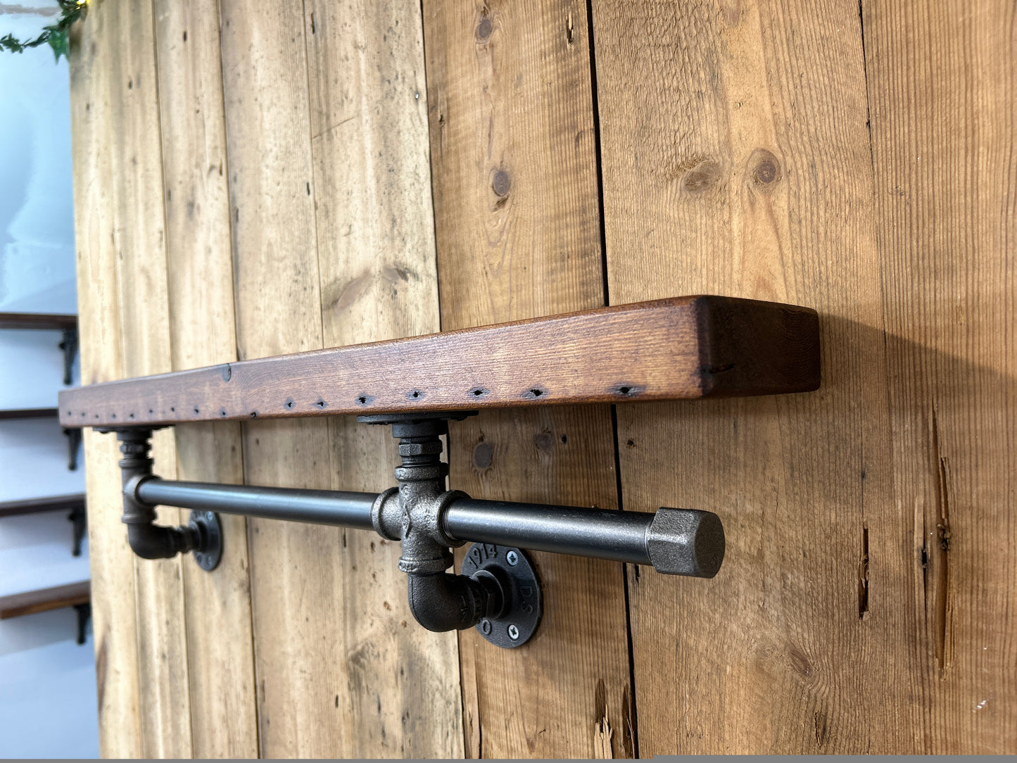 Reclaimed Timber Shelf & Pipework