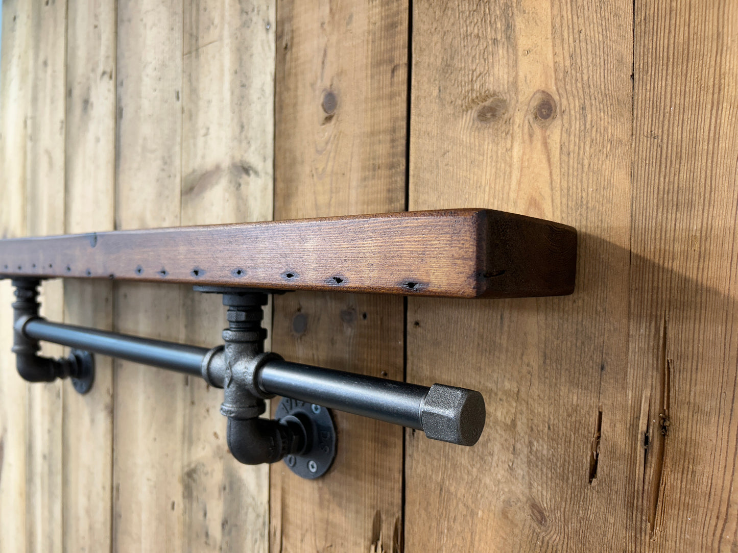 Reclaimed Timber Shelf & Pipework