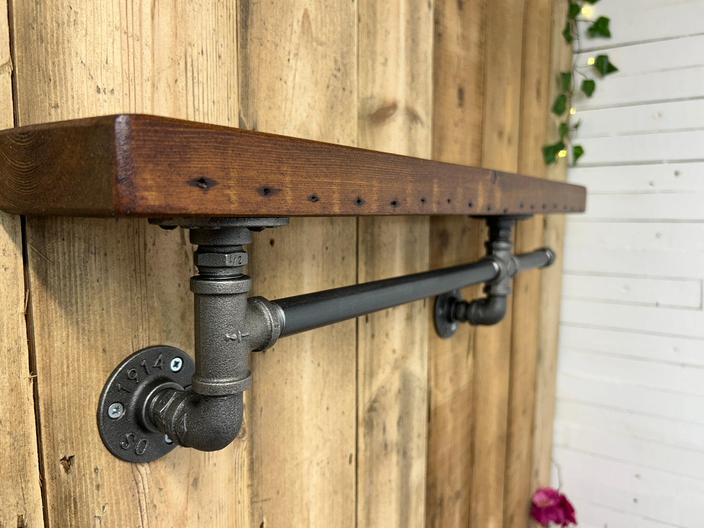 Reclaimed Timber Shelf & Pipework