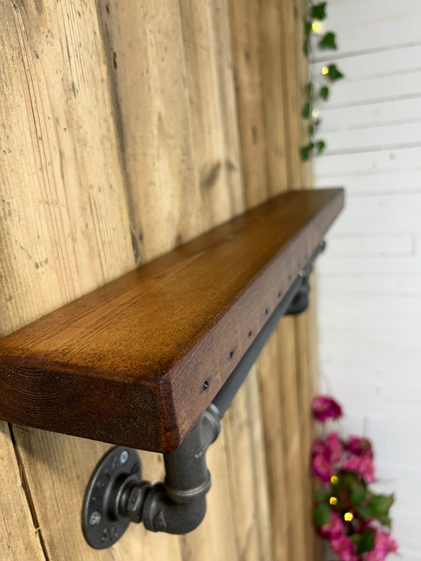 Reclaimed Timber Shelf & Pipework