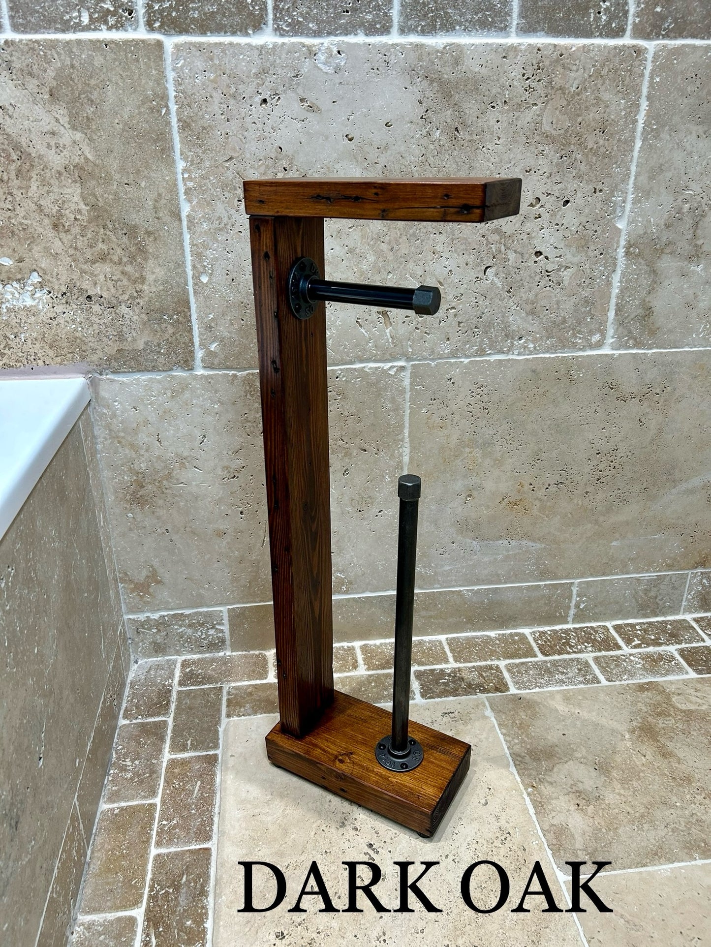 Reclaimed Timber & Pipe Toilet Roll Holder