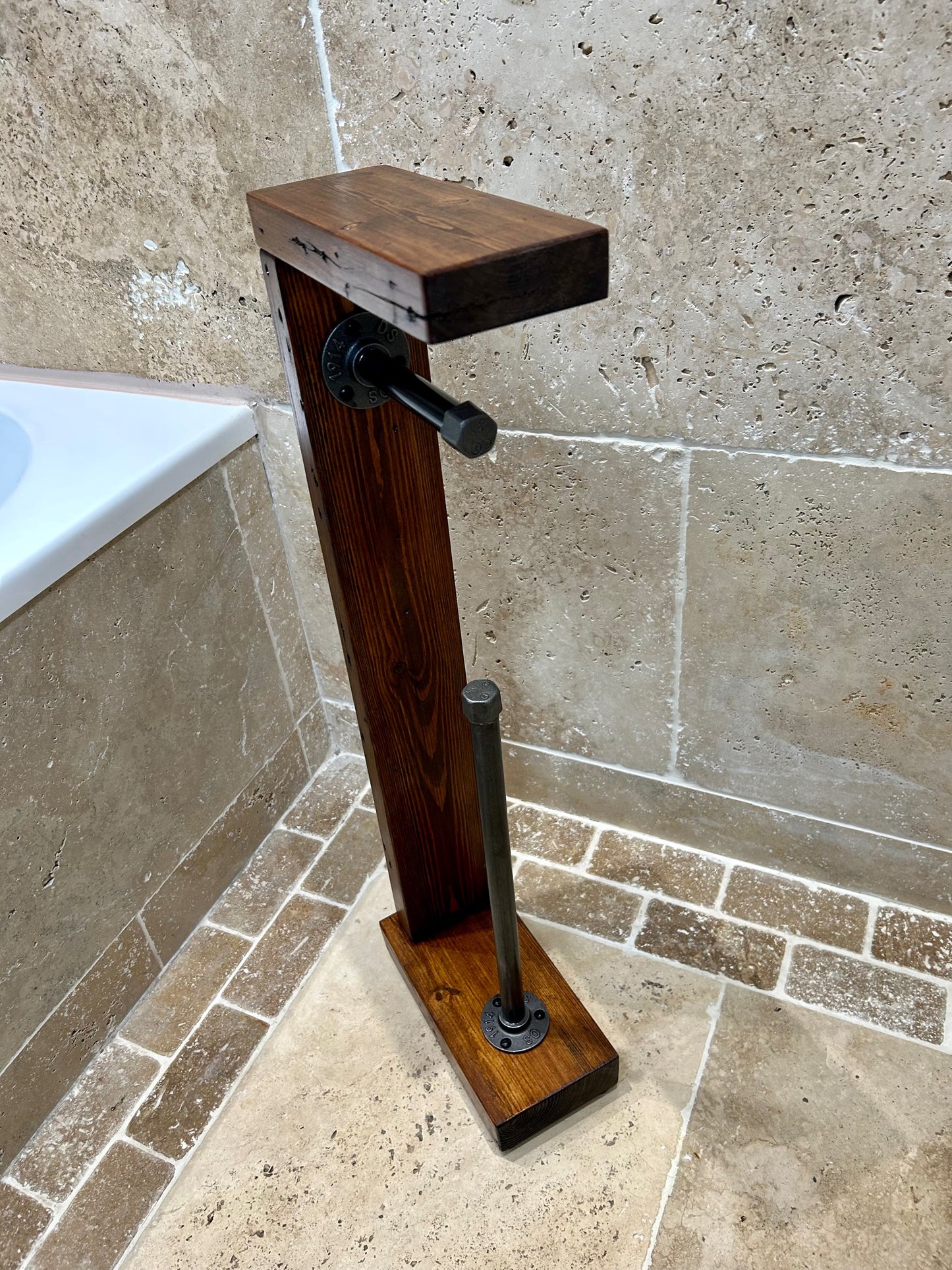 Reclaimed Timber & Pipe Toilet Roll Holder