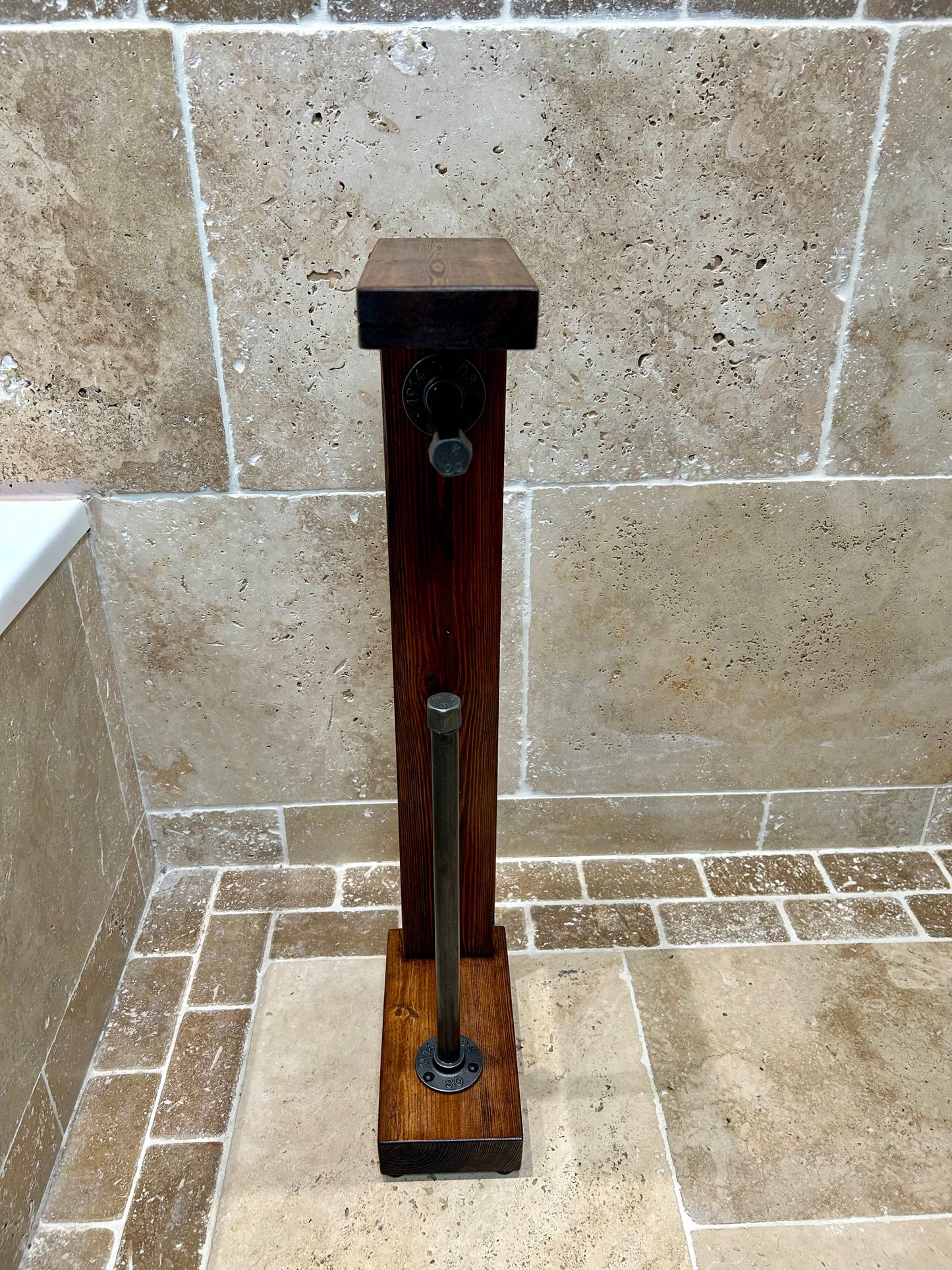 Reclaimed Timber & Pipe Toilet Roll Holder