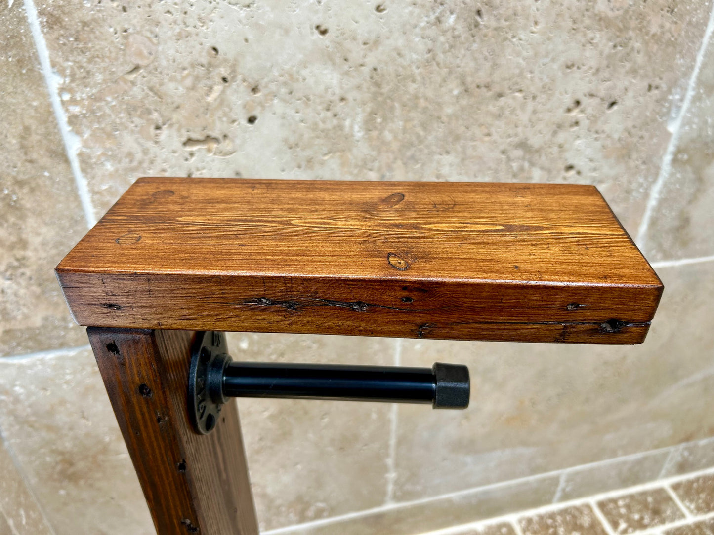 Reclaimed Timber & Pipe Toilet Roll Holder