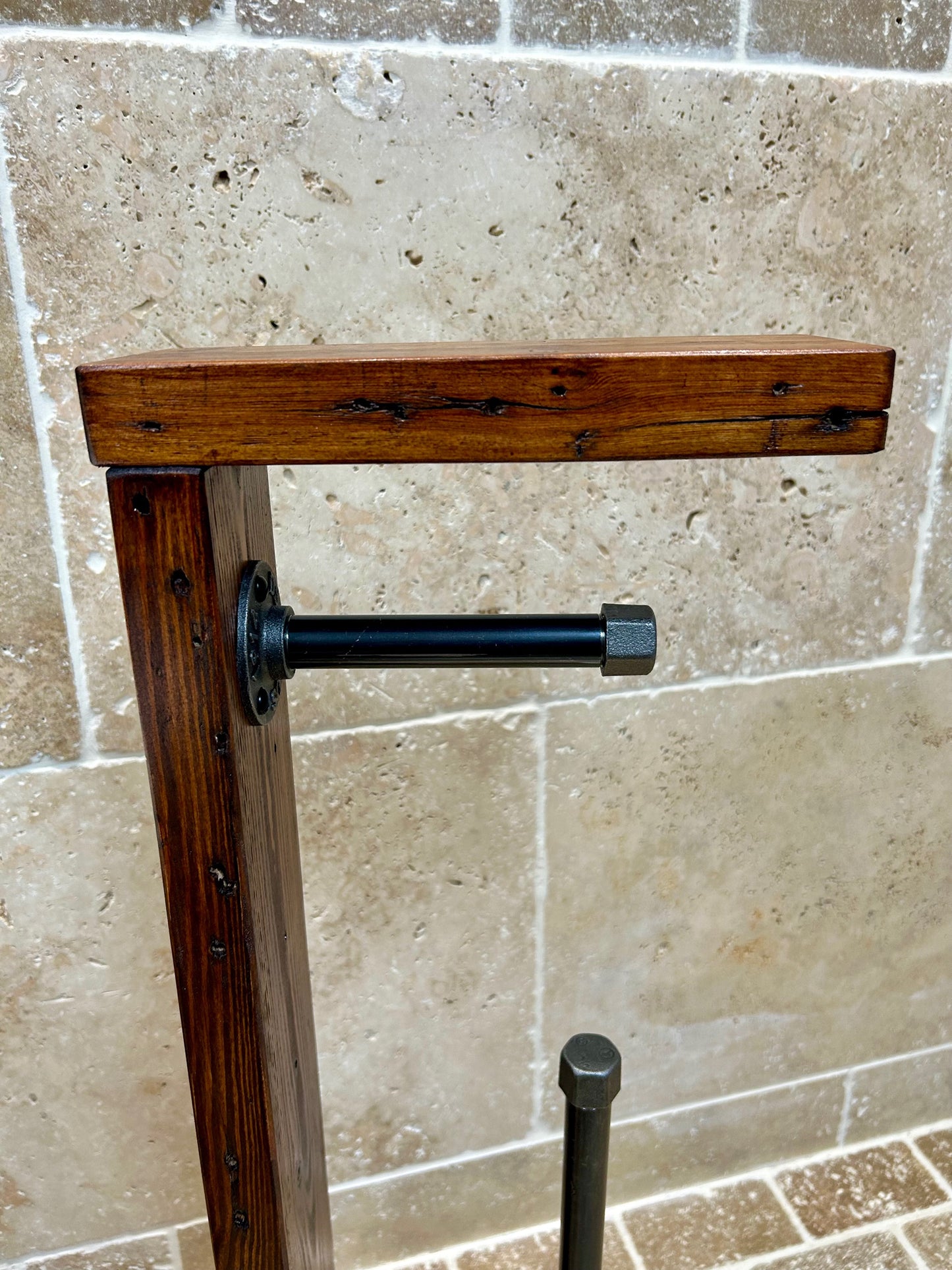 Reclaimed Timber & Pipe Toilet Roll Holder