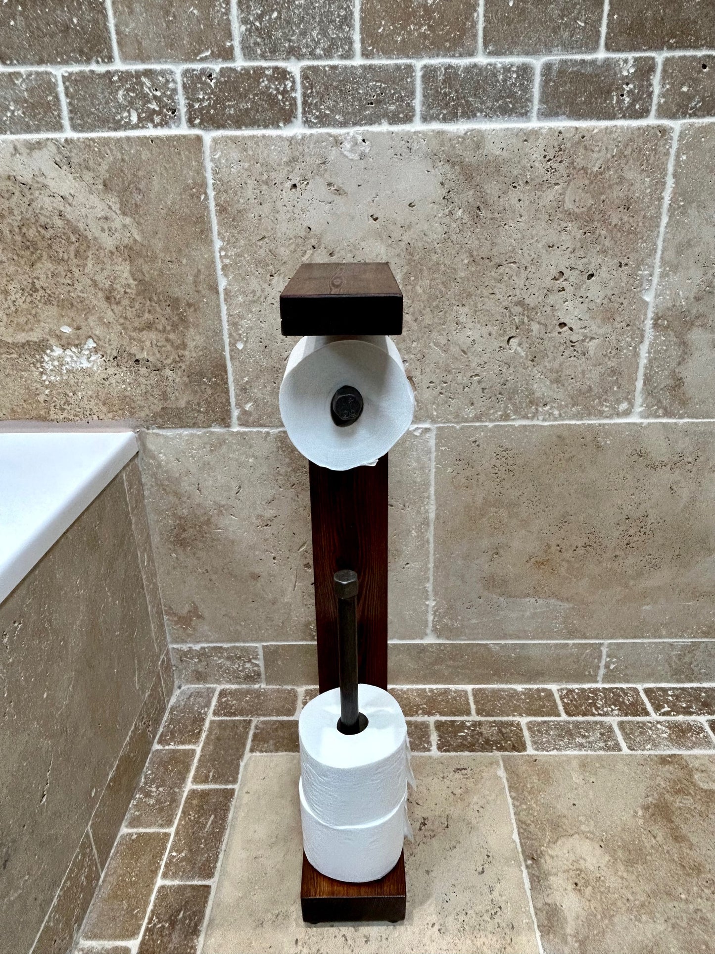 Reclaimed Timber & Pipe Toilet Roll Holder