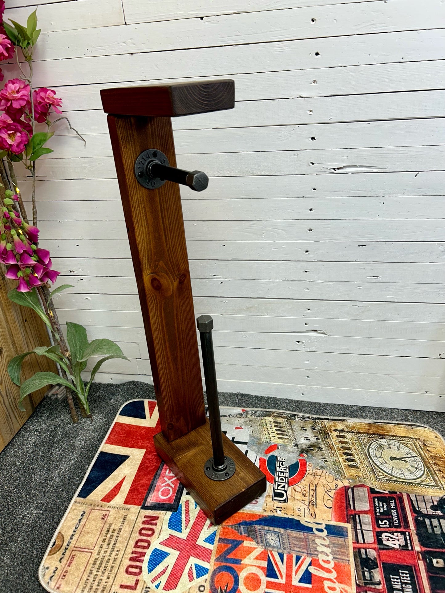 Reclaimed Timber & Pipe Toilet Roll Holder